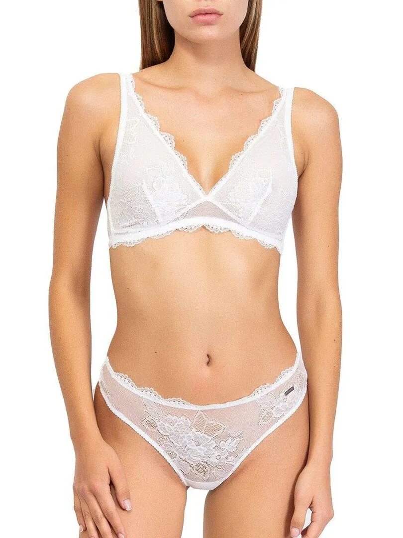 Soutien-gorge en dentelle sans armatures Alchimia - Beige clair