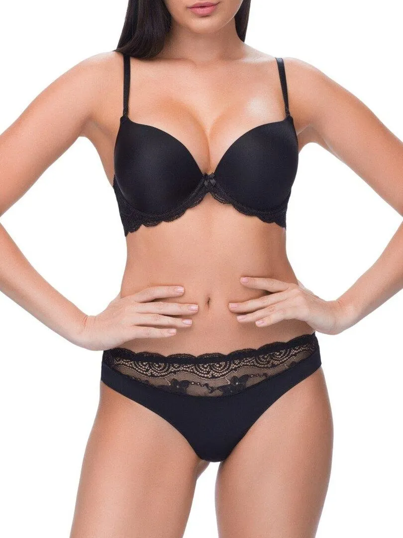 Soutien-gorge push-up ampliforme en dentelle Snezhana - Noir