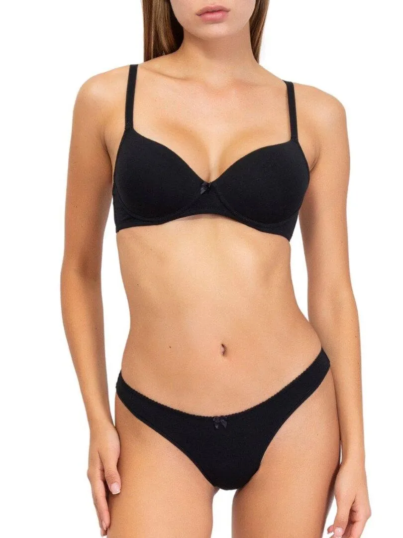 Soutien-gorge push up progressif en coton bio True - Noir