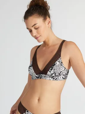 Soutien-gorge souple triangle 'Envie de Lingerie' - Noir/blanc