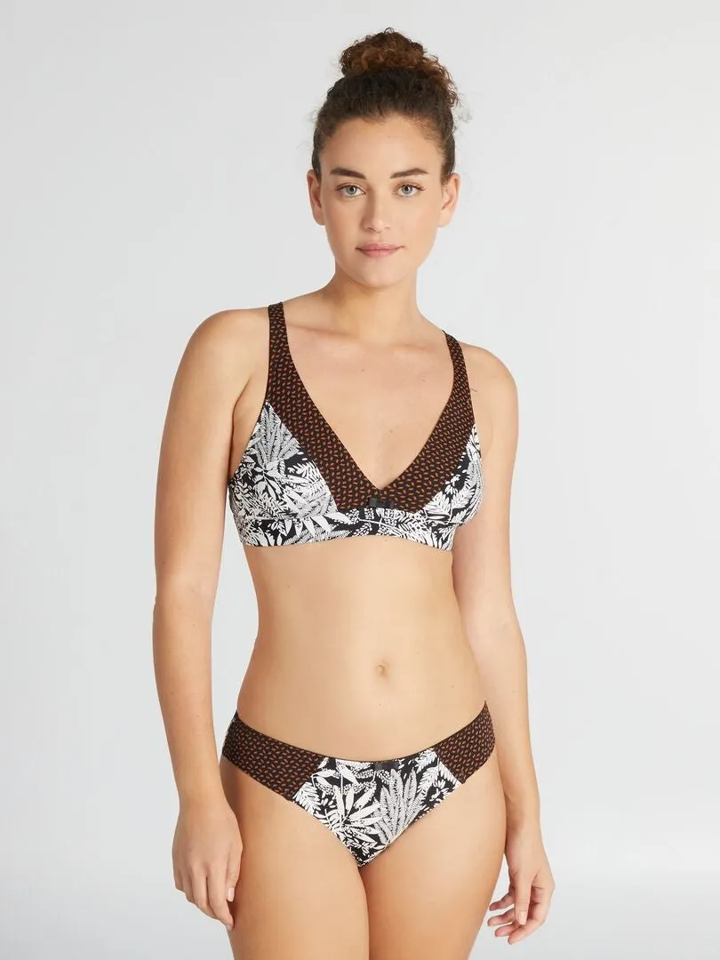 Soutien-gorge souple triangle 'Envie de Lingerie' - Noir/blanc