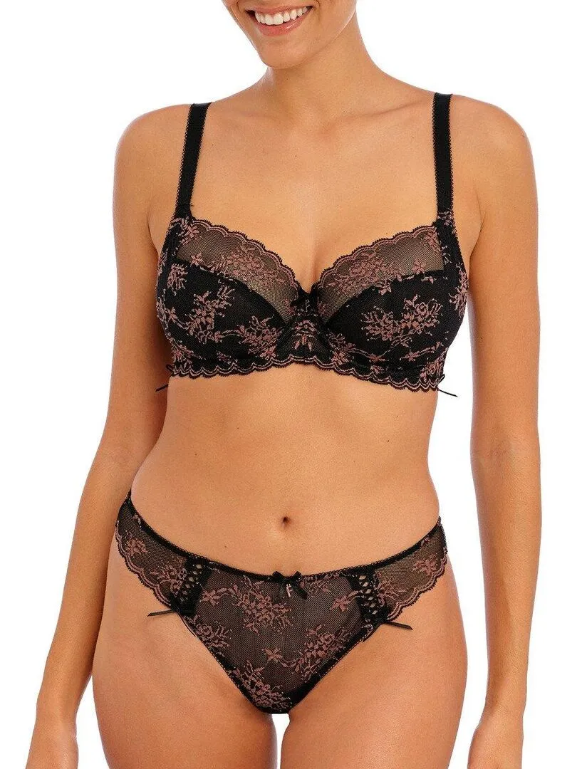 Soutien-gorge à armatures laçage latéral Offbeat décadence - Noir