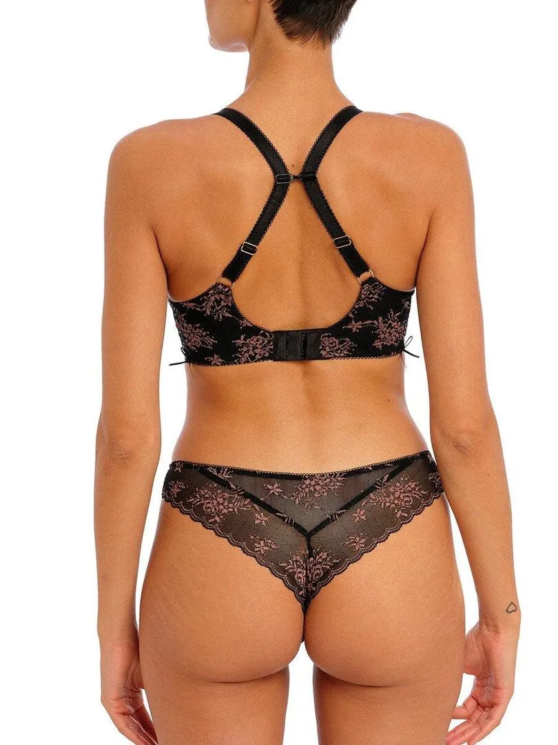 Soutien-gorge à armatures laçage latéral Offbeat décadence - Noir