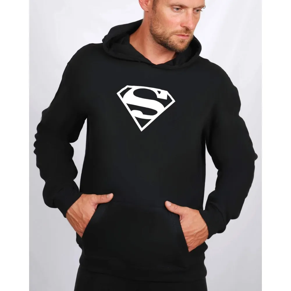 SWEAT CAPUCHE NOIR SUPERMAN HOMME | YALOUZ SPORT