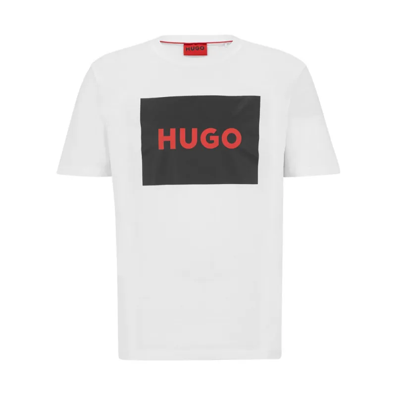 T-SHIRT BLANC EN COTON AVEC ÉTIQUETTE LOGO NOIR DULIVE222 HUGO