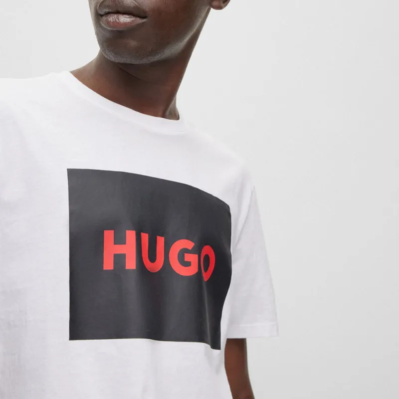 T-SHIRT BLANC EN COTON AVEC ÉTIQUETTE LOGO NOIR DULIVE222 HUGO