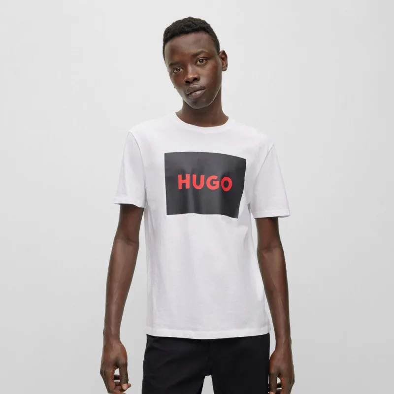 T-SHIRT BLANC EN COTON AVEC ÉTIQUETTE LOGO NOIR DULIVE222 HUGO