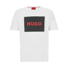 T-SHIRT BLANC EN COTON AVEC ÉTIQUETTE LOGO NOIR DULIVE222 HUGO