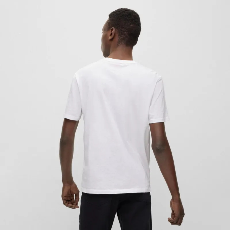 T-SHIRT BLANC EN COTON AVEC ÉTIQUETTE LOGO NOIR DULIVE222 HUGO