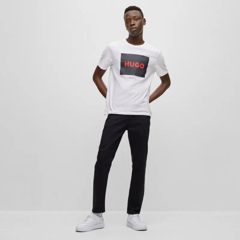 T-SHIRT BLANC EN COTON AVEC ÉTIQUETTE LOGO NOIR DULIVE222 HUGO