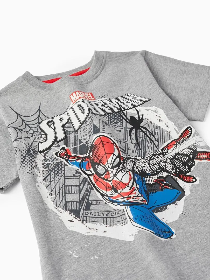 T-Shirt en coton pour garçon 'Spider-Man' manches courtes - Gris