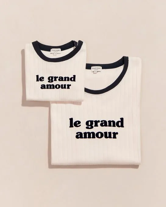 T-shirt femme en coton bio Le grand amour émoi émoi - crème