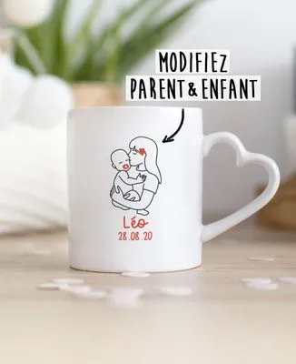 T-Shirt homme Parent et bébé brodé personnalisé