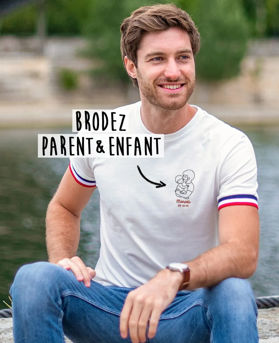 T-Shirt homme Parent et bébé brodé personnalisé