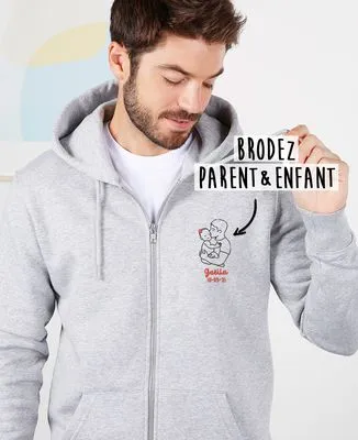 T-Shirt homme Parent et bébé brodé personnalisé