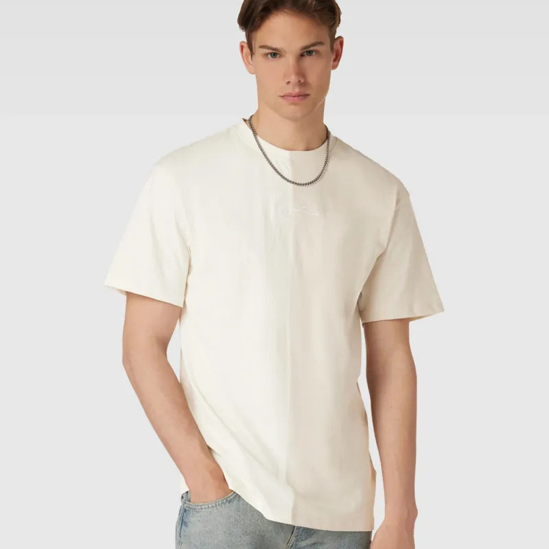 T-SHIRT KARL KANI SMALL SIGNATURE SPLIT TEE BEIGE