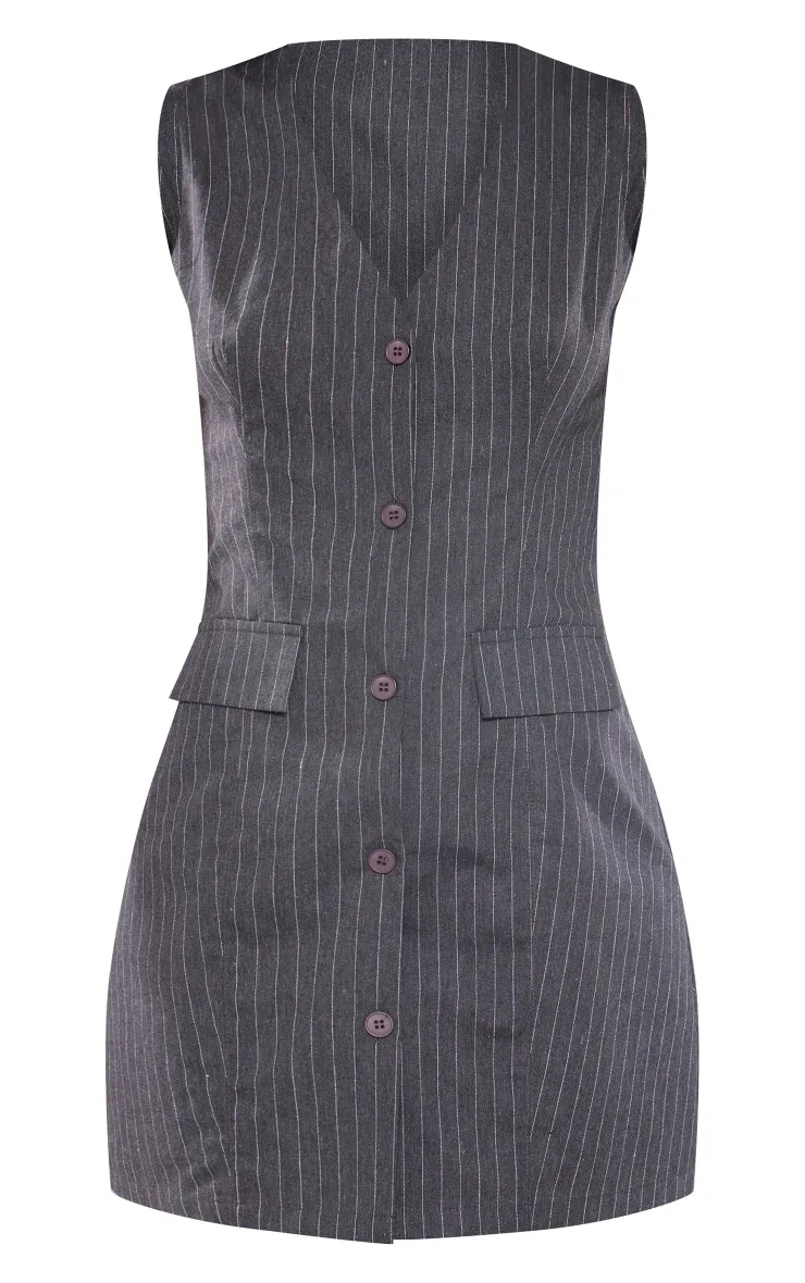 Tall Robe de tailleur gris anthracite à rayures fines style gilet sans manches