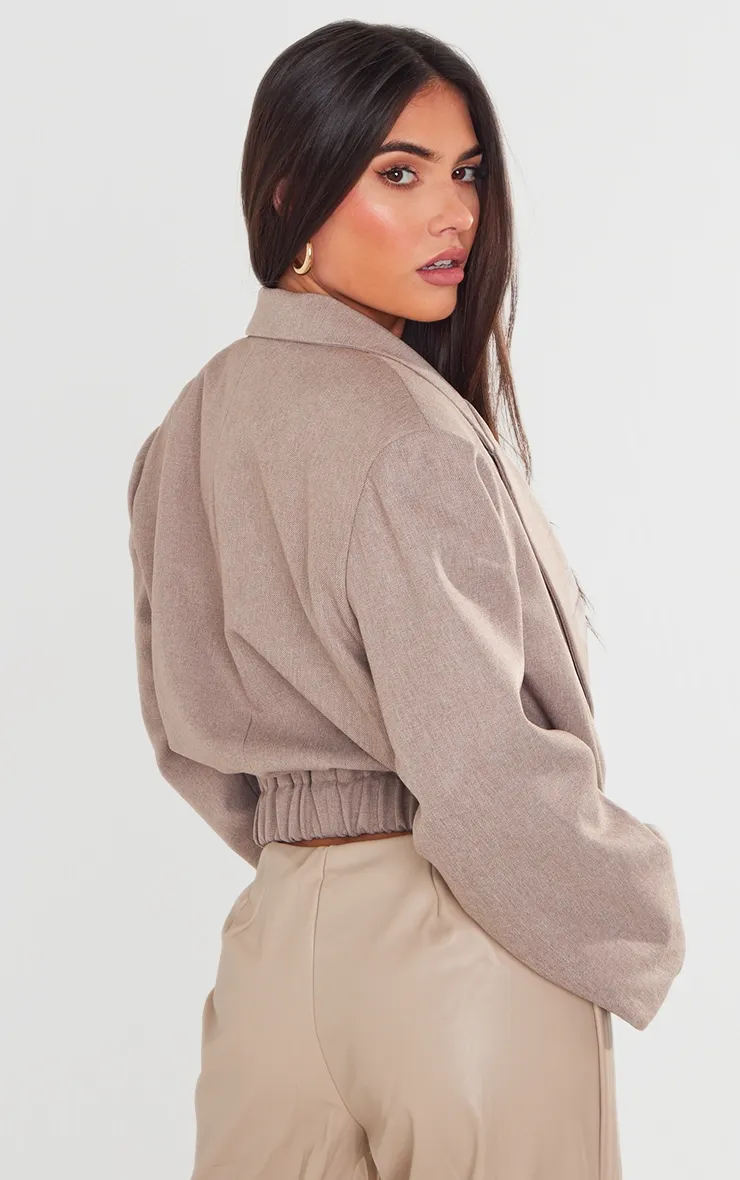 Veste courte oversize tissée taupe