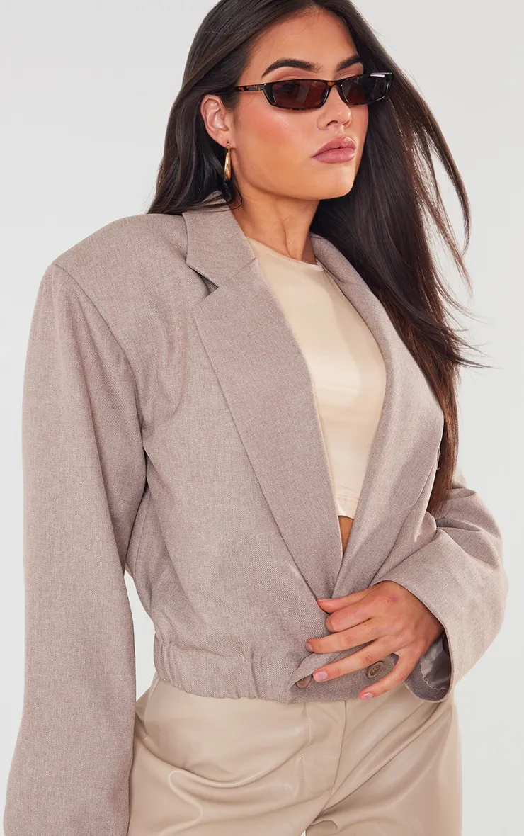 Veste courte oversize tissée taupe