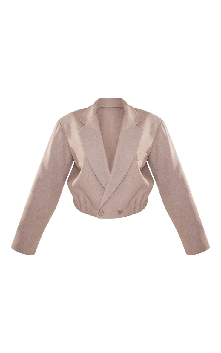 Veste courte oversize tissée taupe