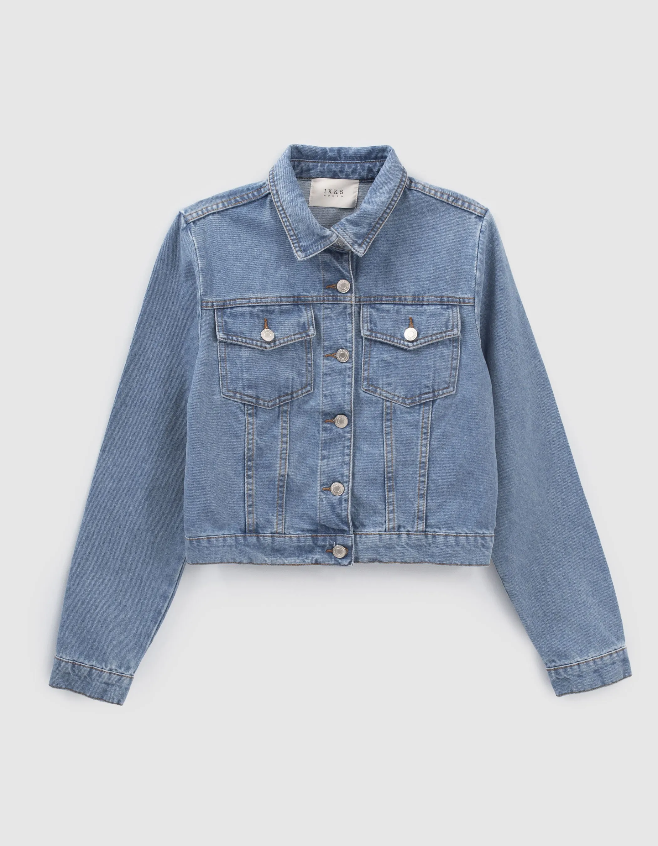 Veste en jean bleu avec clous dos Femme