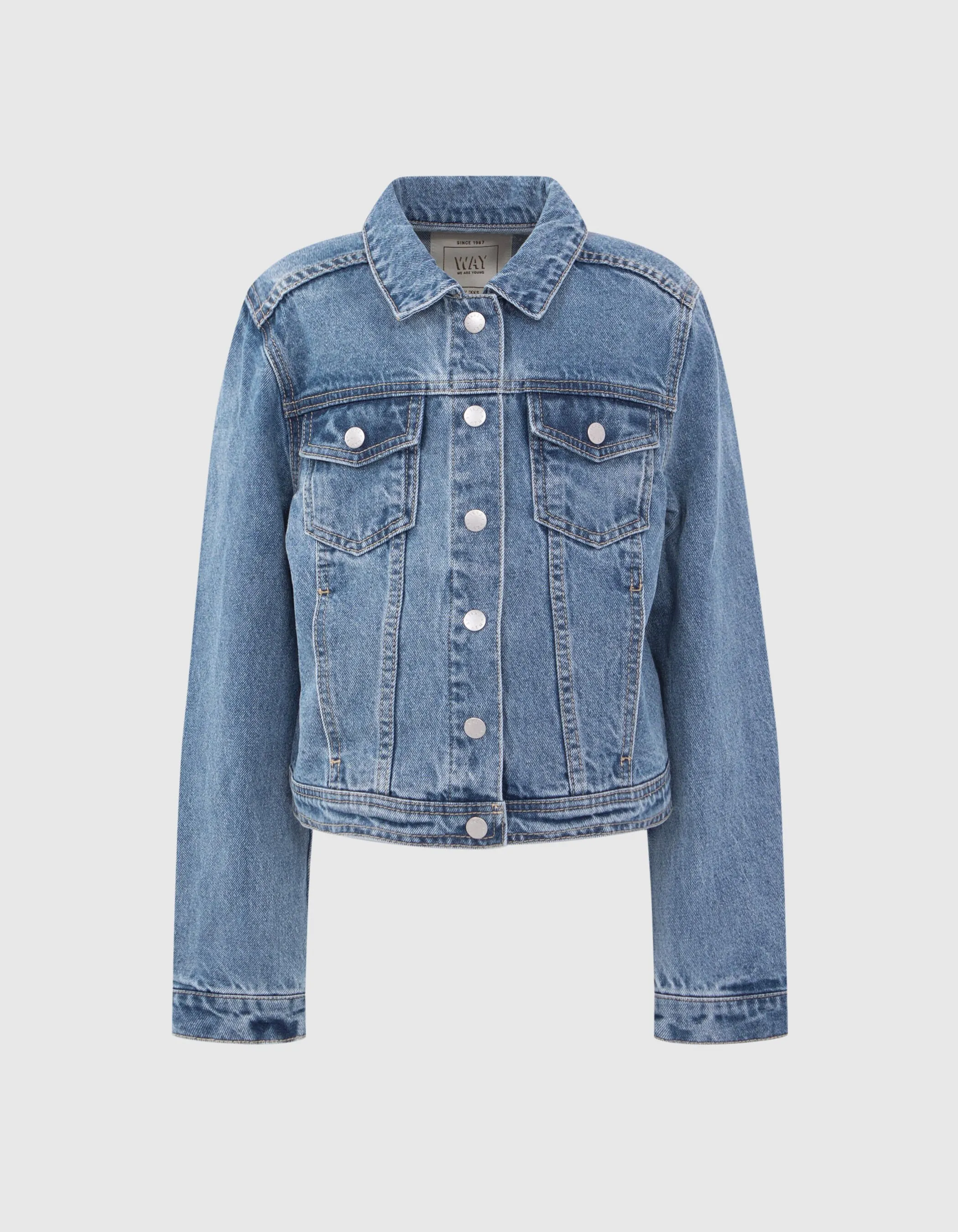 Veste en jean bleu waterless forme cropped fille