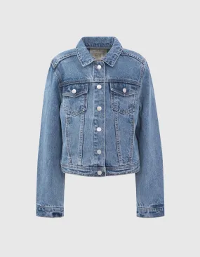 Veste en jean bleu waterless forme cropped fille