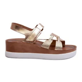 Zazoo 40397 Sandales en cuir pour femme sur plateforme, doré d'or